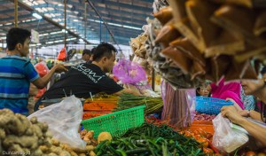 The colourful produce in a traditional wet market