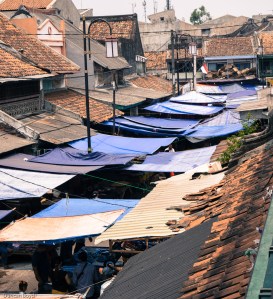 The roofs of a street market